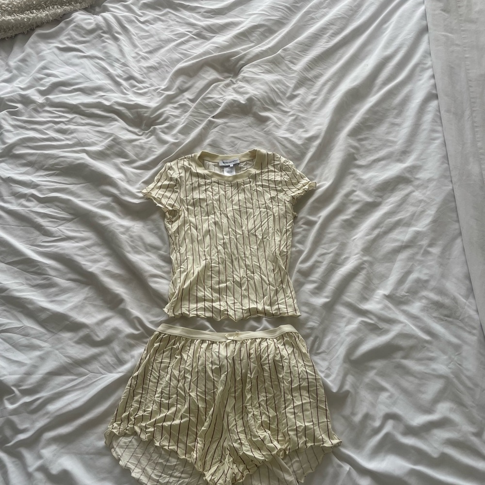 We wore what Striped Cream Sleepwear Set